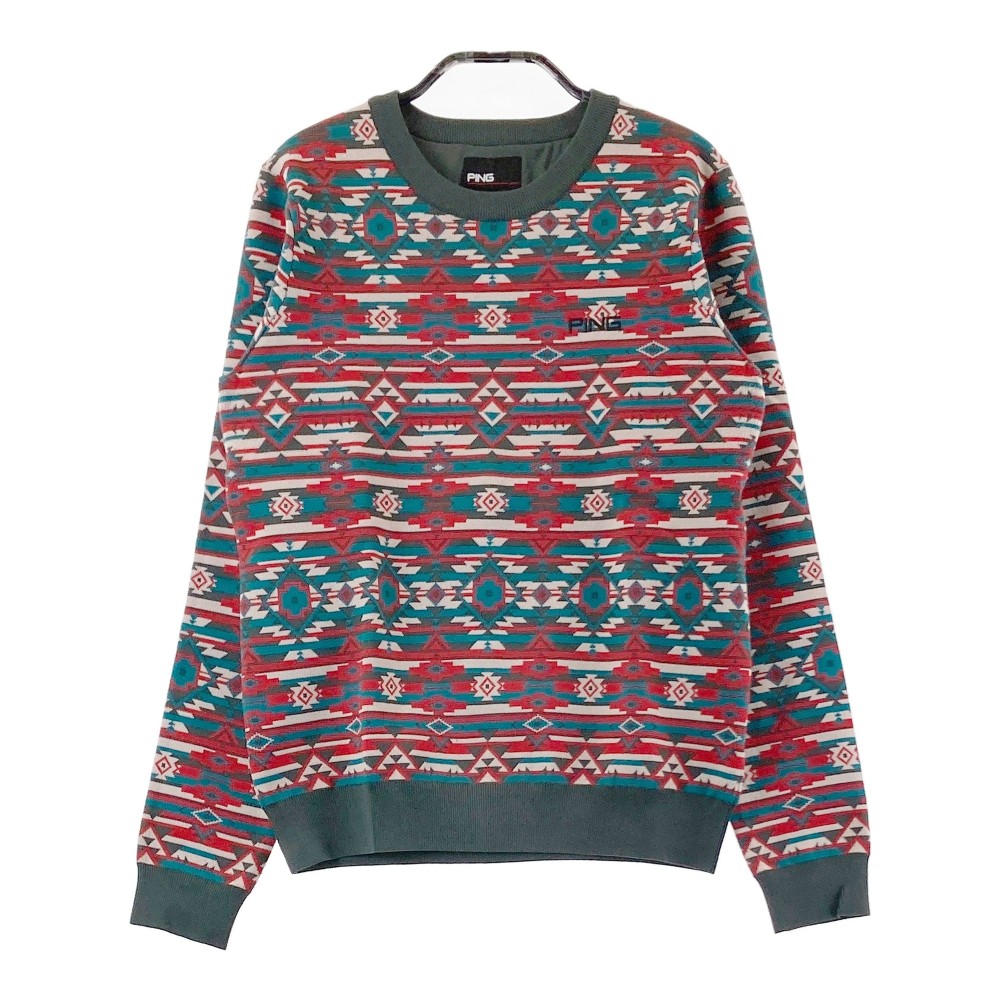楽天市場】PING ピン ニットセーター 星条旗 総柄 レッド系 S 【中古