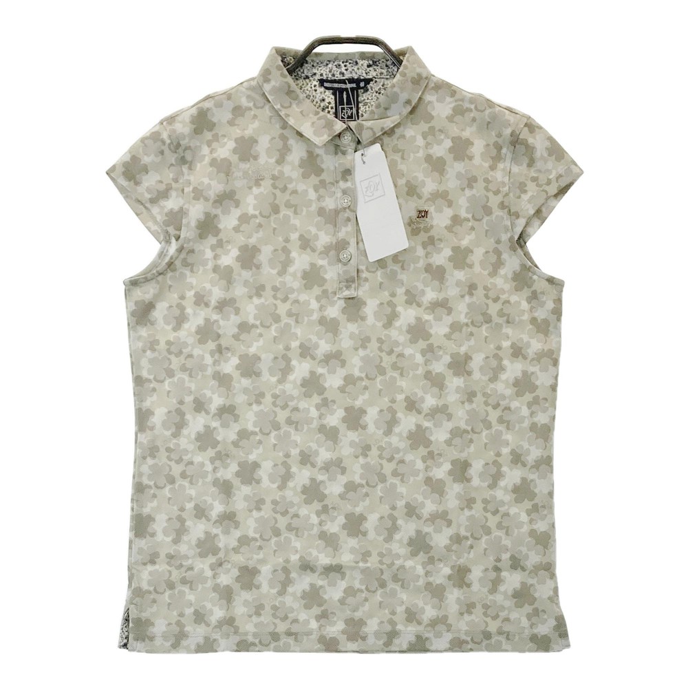 ZOY ゾーイ 071576015 半袖ポロシャツ 花柄 グレー系 40 【中古】ゴルフウェア レディース