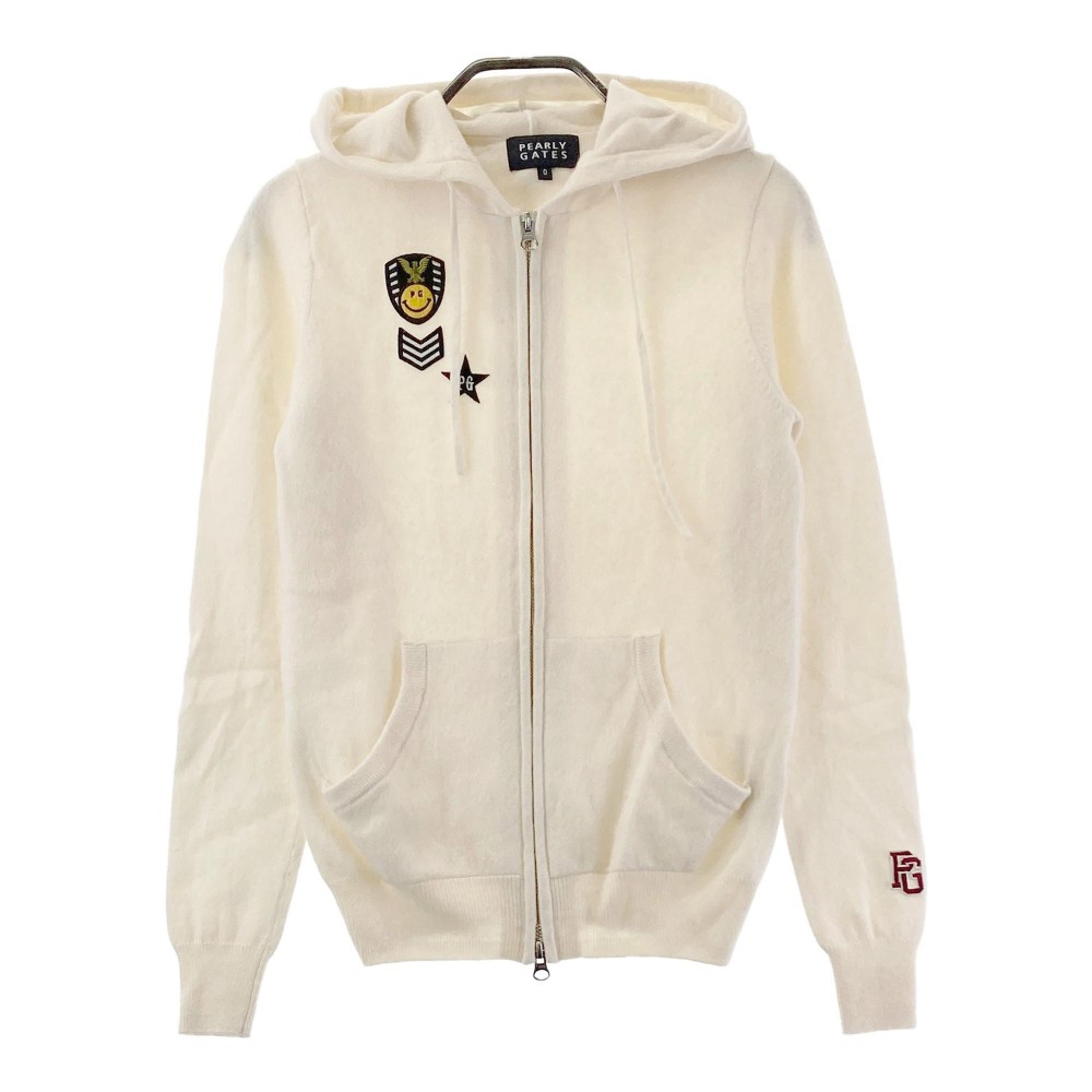 PEARLY GATES パーリーゲイツ カシミヤ ニット ジップパーカー ホワイト系 0 【中古】ゴルフウェア レディース|中古ゴルフウェア通販STST