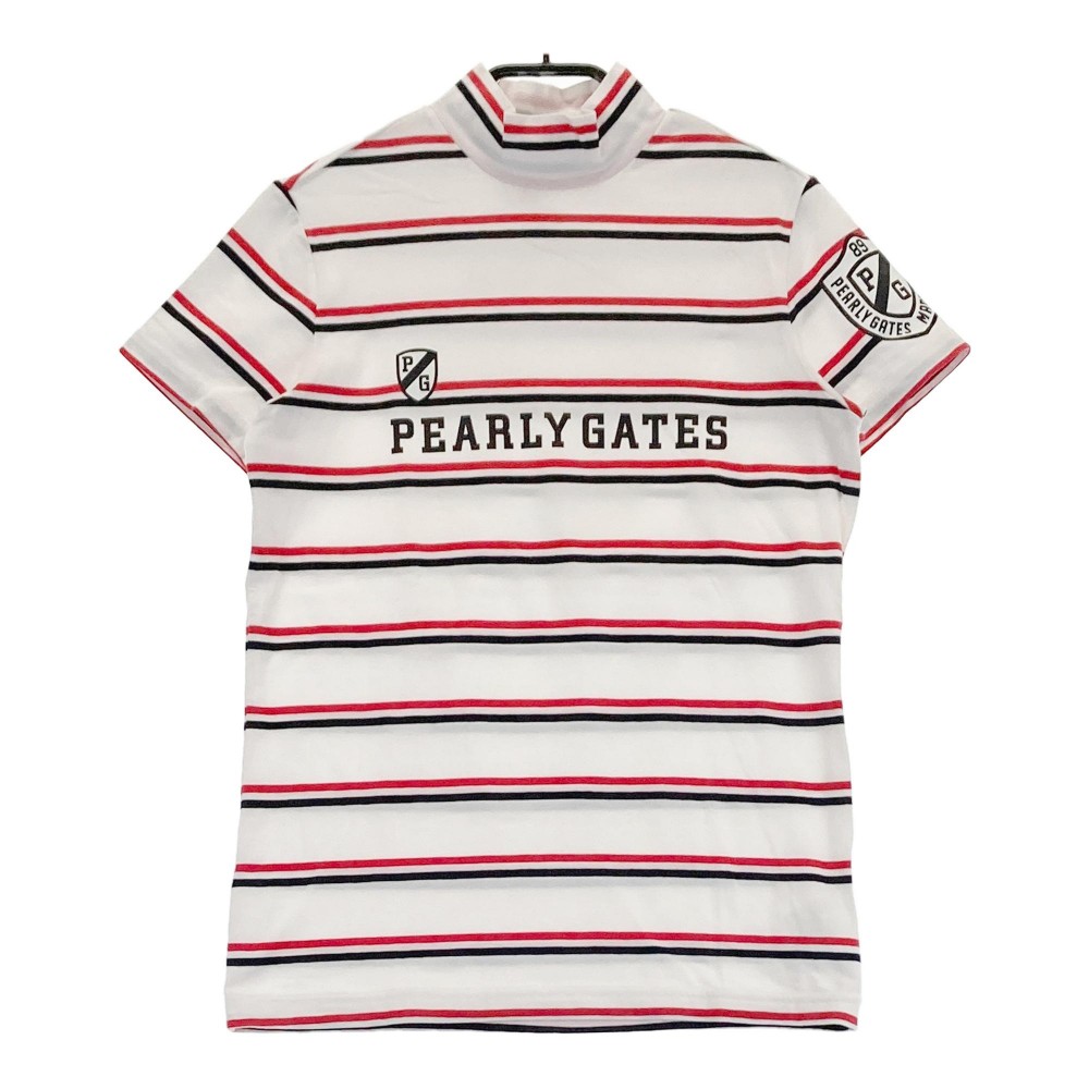 サイズ：1 PEARLY GATES パーリーゲイツ  半袖ポロシャツ ボーダー柄 ホワイト系 [240101433065] ゴルフウェア レディース ストスト PEARLY GATES (パーリーゲイツ) ゴルフウェア(トップス