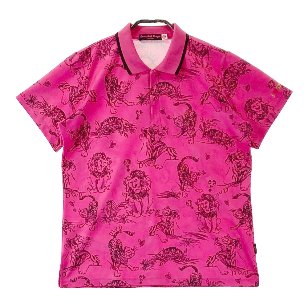 DANCE WITH DRAGON ダンスウィズドラゴン 半袖ポロシャツ 総柄 ピンク系 3 【中古】ゴルフウェア レディース 5,518円