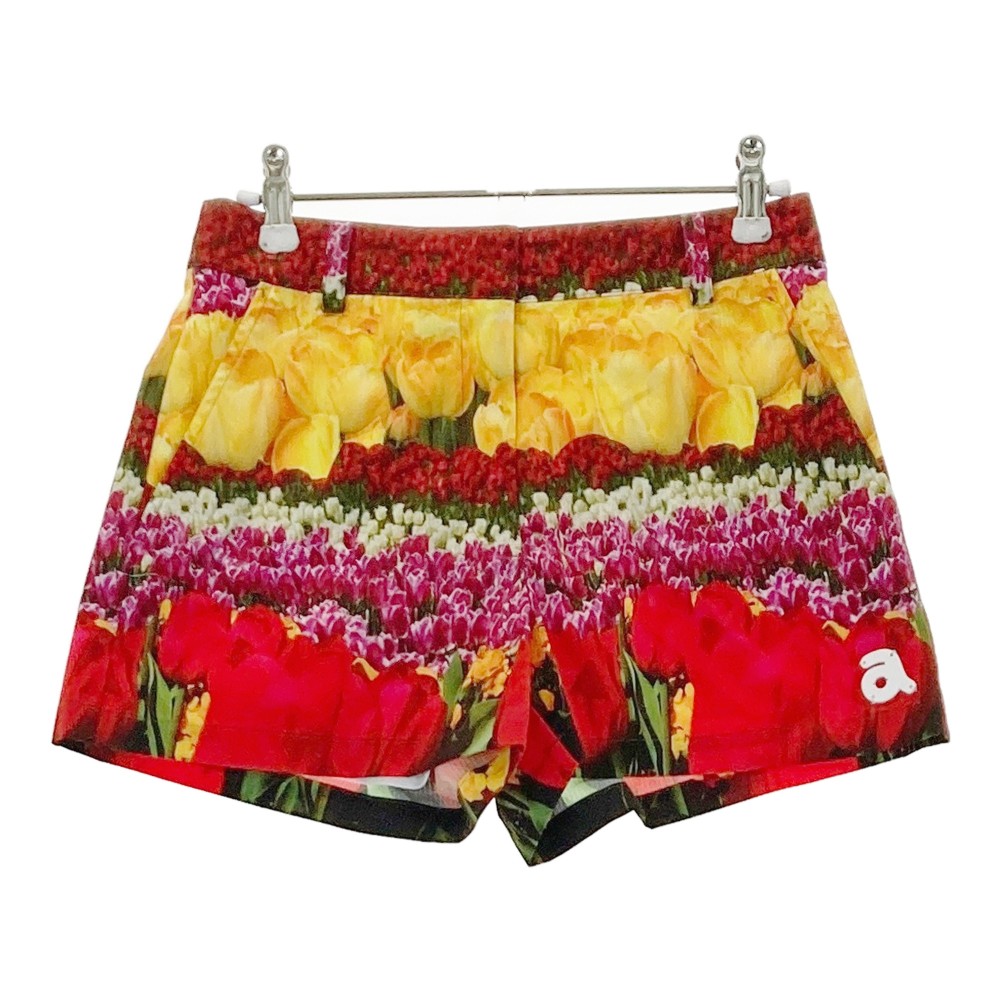 ARCHIVIO アルチビオ 裏地付 ショートパンツ チューリップ柄 レッド系 36 【中古】ゴルフウェア レディース｜中古ゴルフウェア通販STST