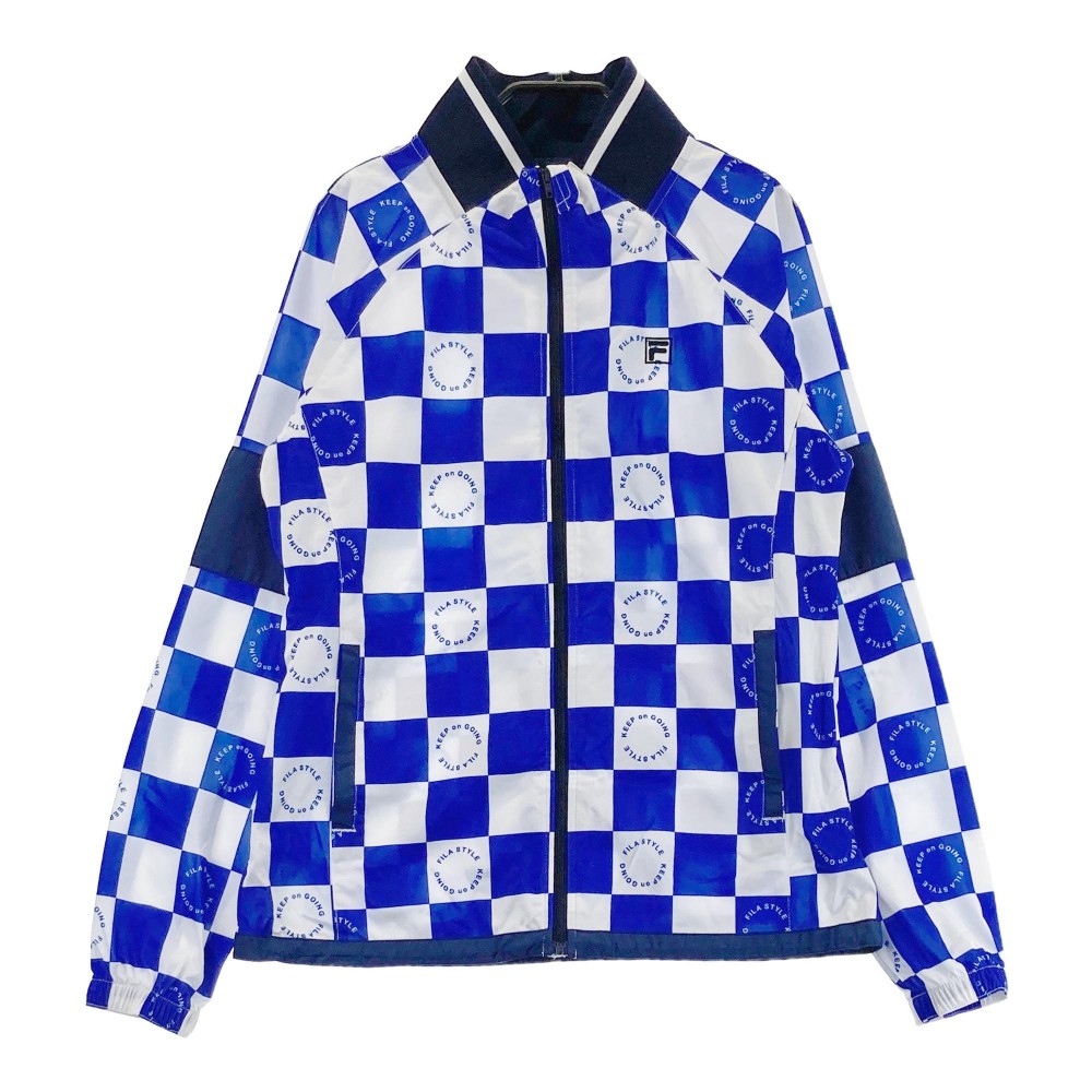 FILA GOLF フィラゴルフ ジップジャケット チェッカー柄 ブルー系 M 【中古】ゴルフウェア レディース