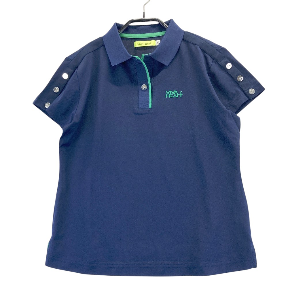 VIVA HEART ビバハート 半袖ポロシャツ ネイビー系 40 【中古】ゴルフウェア レディース