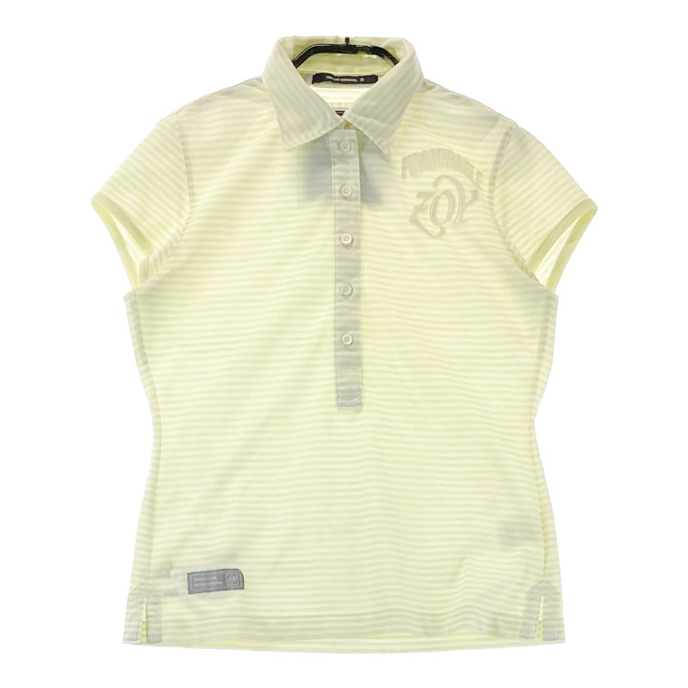 ZOY ゾーイ 半袖ポロシャツ ボーダー柄 イエロー系 38 【中古】ゴルフウェア レディース