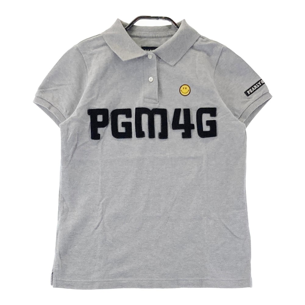 PEARLY GATES パーリーゲイツ 半袖ポロシャツ ニコちゃん グレー系 0 【中古】ゴルフウェア レディース