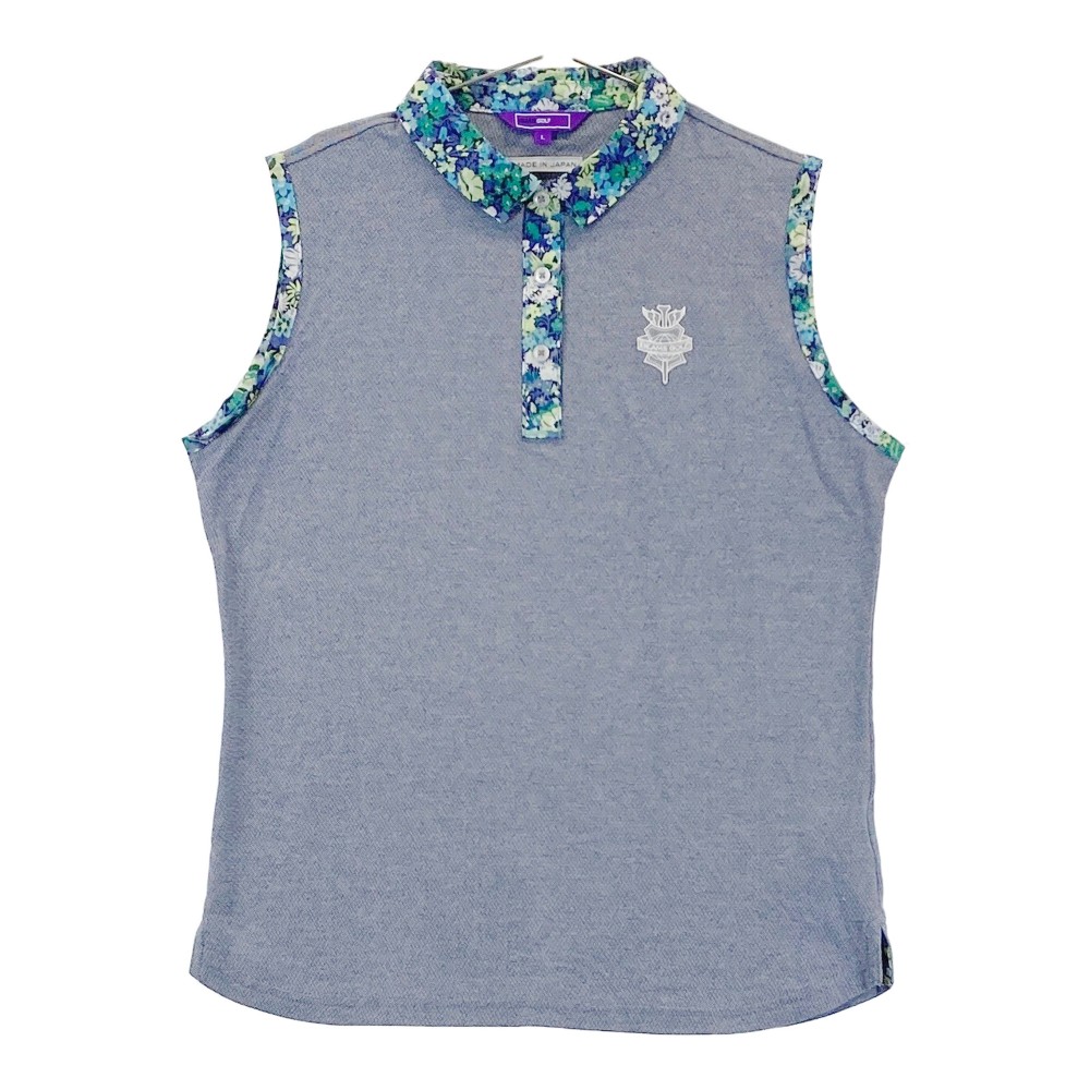 BEAMS GOLF ビームスゴルフ ノースリーブポロシャツ ネイビー系 L 【中古】ゴルフウェア レディース