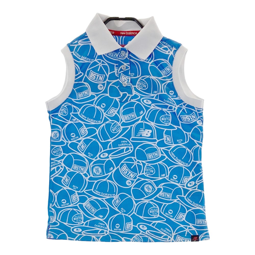 NEW BALANCE GOLF ニューバランス ノースリーブポロシャツ キャップ総柄 ブルー系 0 【中古】ゴルフウェア レディース