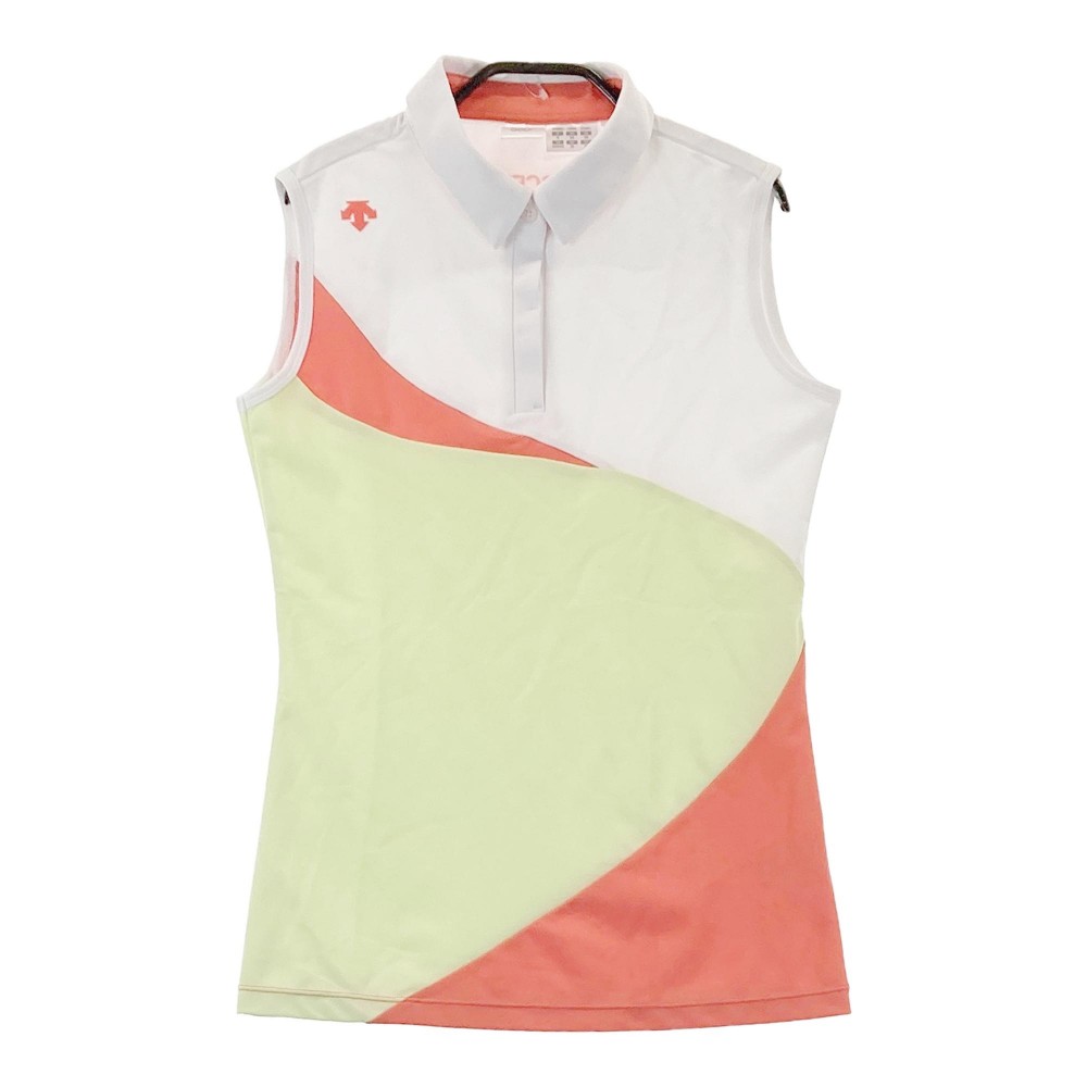 DESCENTE GOLF デサントゴルフ ノースリーブポロシャツ ホワイト系 M 【中古】ゴルフウェア レディース
