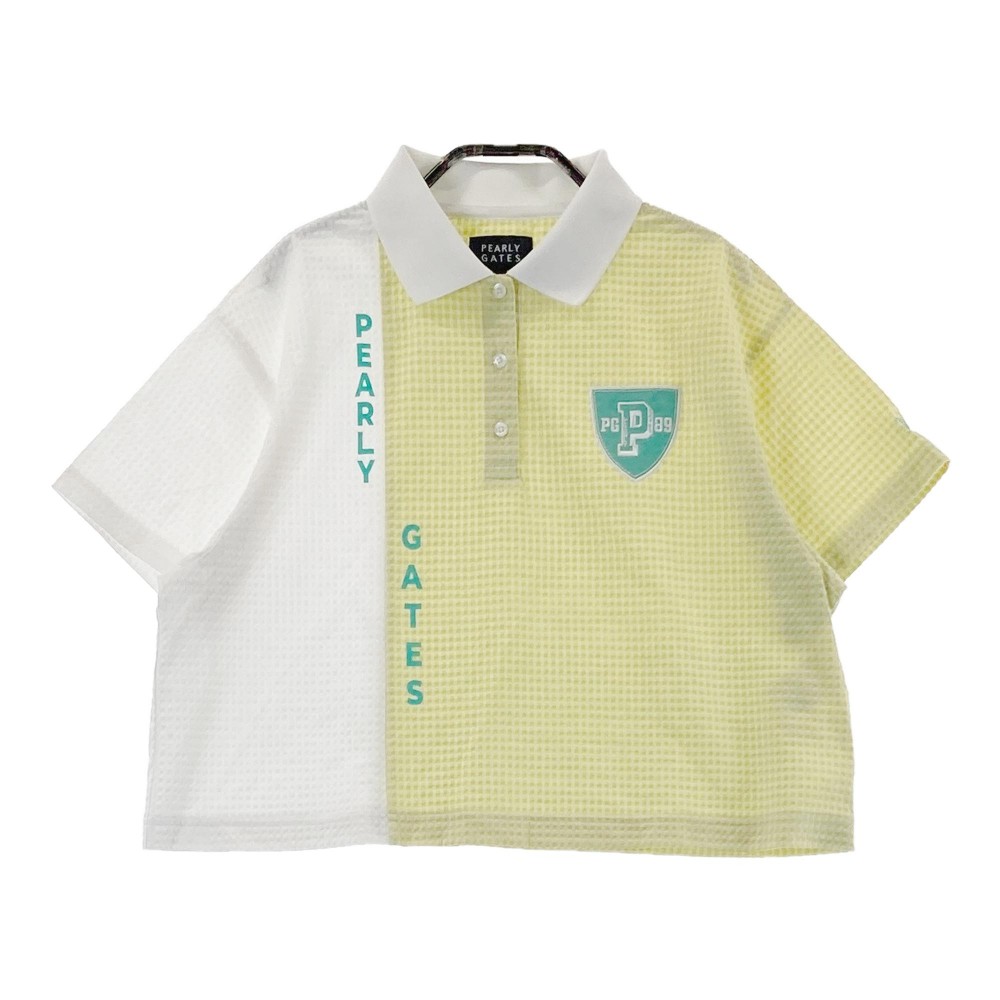 PEARLY GATES パーリーゲイツ ; 2024年モデル シアサッカー 半袖ポロシャツ イエロー系 1 【中古】ゴルフウェア レディース