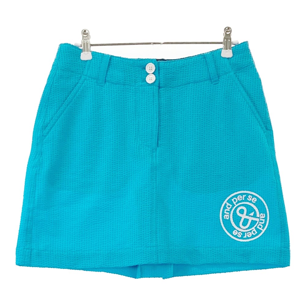 AND PER SE アンパスィ スカート シアサッカー ブルー系 M 【中古】ゴルフウェア レディース