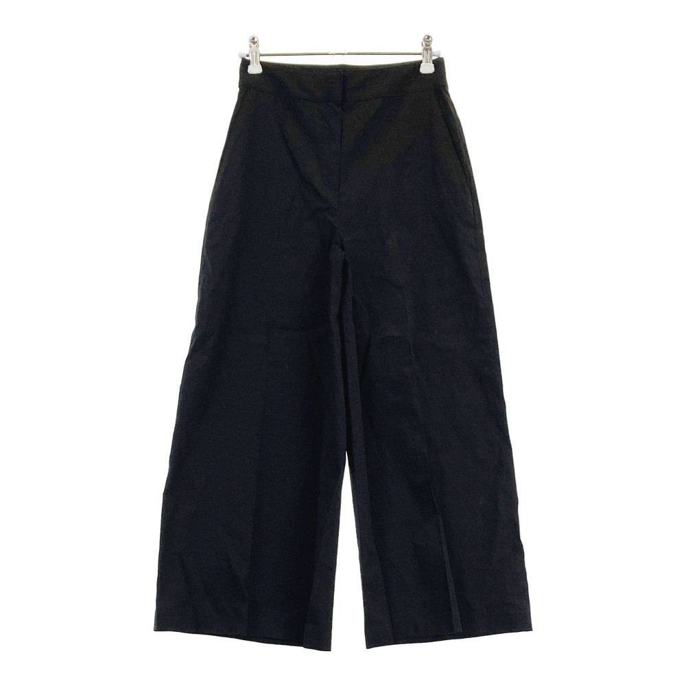 theory セオリー ワイドクロップドパンツ 麻混 ブラック系 XXO 【中古】レディース