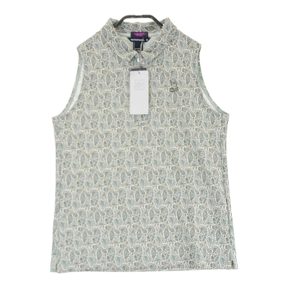 ZOY ゾーイ 071578003 ノースリーブポロシャツ ペイズリー グリーン系 40 【中古】ゴルフウェア レディース