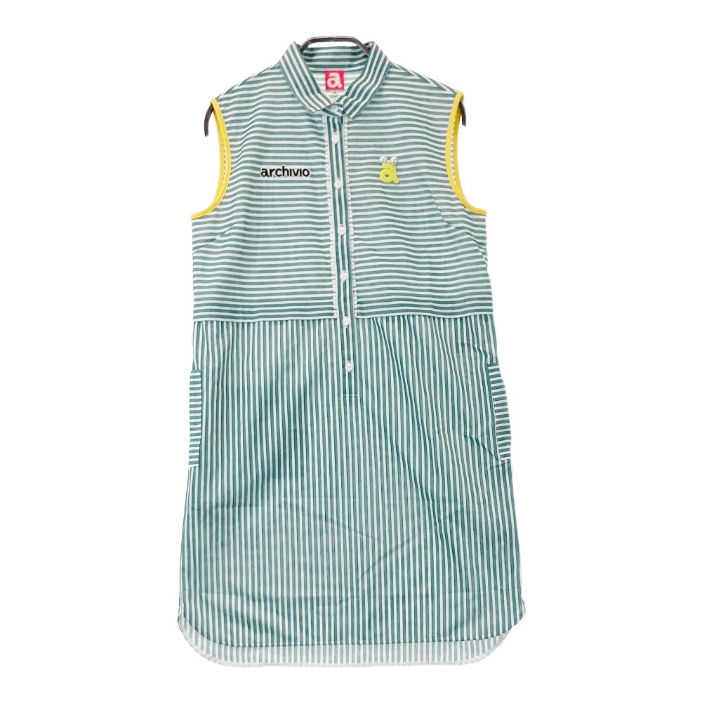 ARCHIVIO アルチビオ ノースリーブ ワンピース ストライプ × ボーダー柄ストライプ × ボ グリーン系 38 【中古】ゴルフウェア レディース|中古ゴルフウェア通販STST