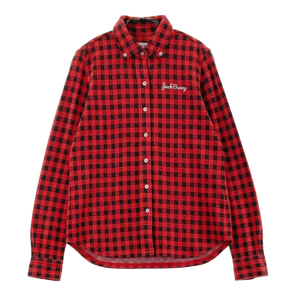 JACK BUNNY ジャックバニー 長袖シャツ チェック柄 レッド系 0 【中古】ゴルフウェア レディース
