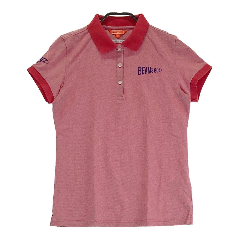 BEAMS GOLF ビームスゴルフ 半袖ポロシャツ ロゴ刺繍 レッド系 M 【中古】ゴルフウェア レディース