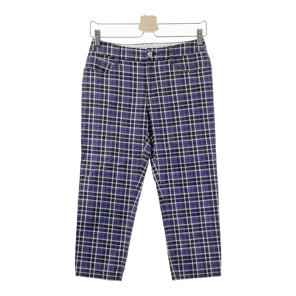 ZOY ゾーイ クロップドパンツ チェック柄 パープル系 36 【中古】ゴルフウェア レディース