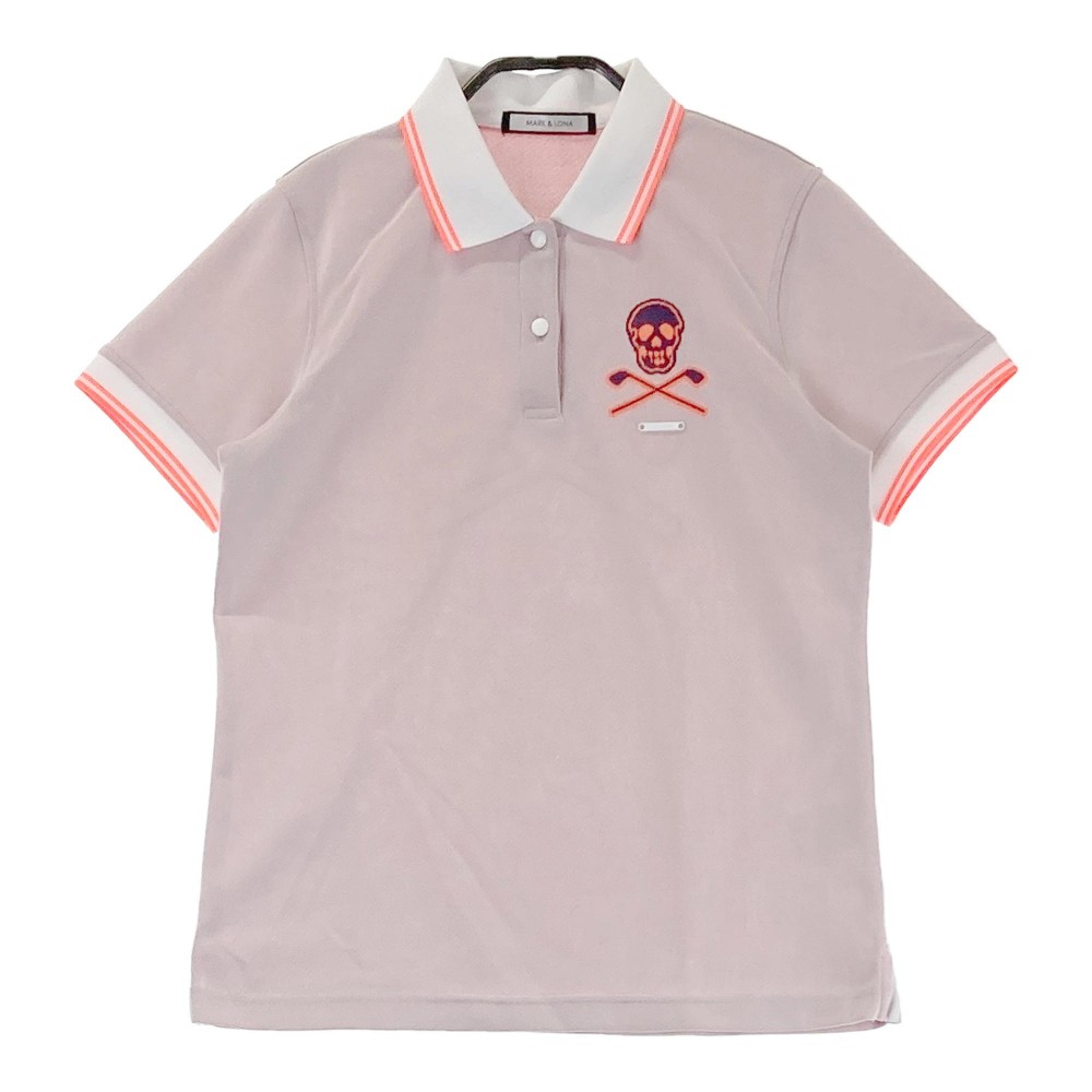 MARK&LONA マークアンドロナ 半袖ポロシャツ ビックロゴ ピンク系 38 【中古】ゴルフウェア レディース
