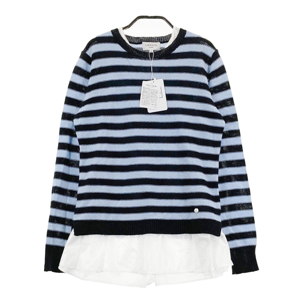 LANVIN SPORT ランバン スポール  編み物スウェーター 間借り人柄 青み系 38 【中古】ゴルフ御召しもの レディース