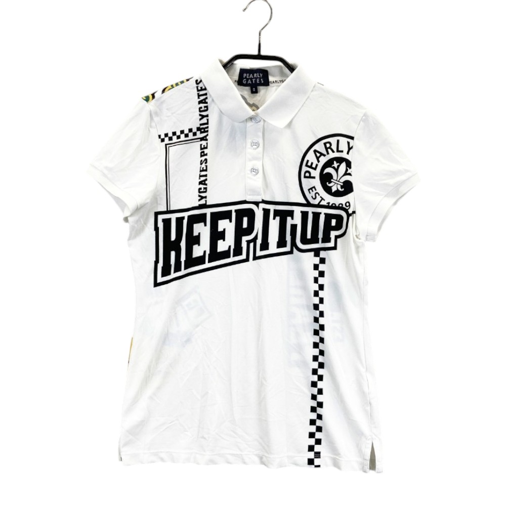 PEARLY GATES パーリーゲイツ 半袖 ポロシャツ　ニコちゃん ホワイト系 0 【中古】ゴルフウェア レディース