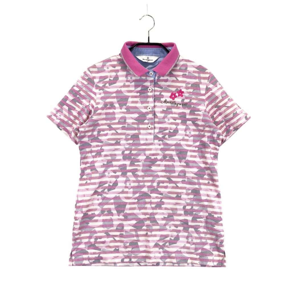 MUNSING WEAR マンシングウェア 半袖ポロシャツ 総柄 ピンク系 M 【中古】ゴルフウェア レディース