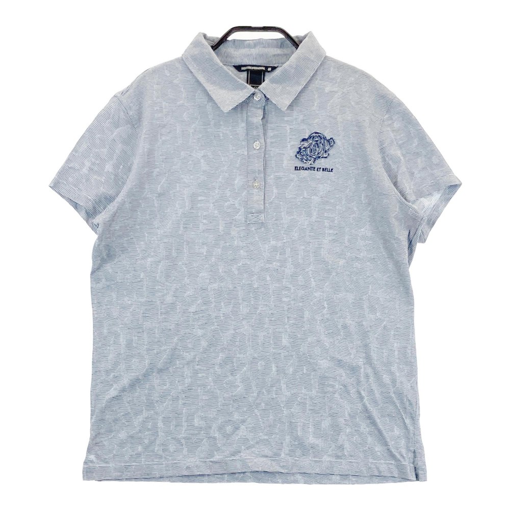 ZOY ゾーイ 半袖ポロシャツ 総柄 ネイビー系 40 【中古】ゴルフウェア レディース