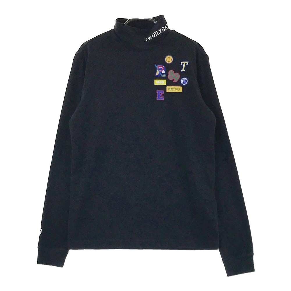 PEARLY GATES パーリーゲイツ 2024年ひな形 ニコお父ちゃん ハイネック長袖ティーシャツ  黒いこと系 1 【中古】ゴルフ御召しもの レディース