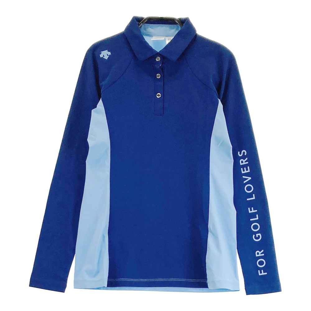 DESCENTE GOLF デサントゴルフ 長袖ポロシャツ ブルー系 S 【中古】ゴルフウェア レディース
