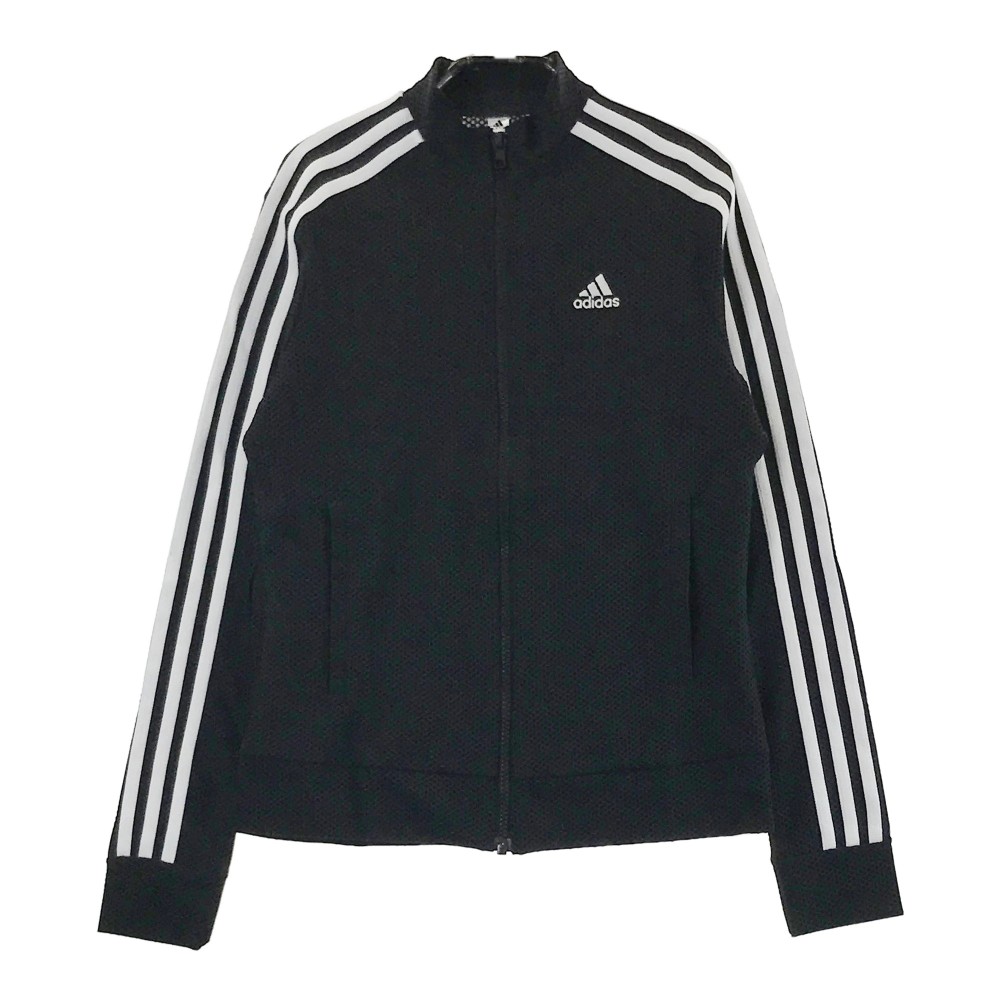 ADIDAS GOLF アディダスゴルフ GM3752 ジップジャケット スリーストライプ ブラック系 S 【中古】ゴルフウェア レディース