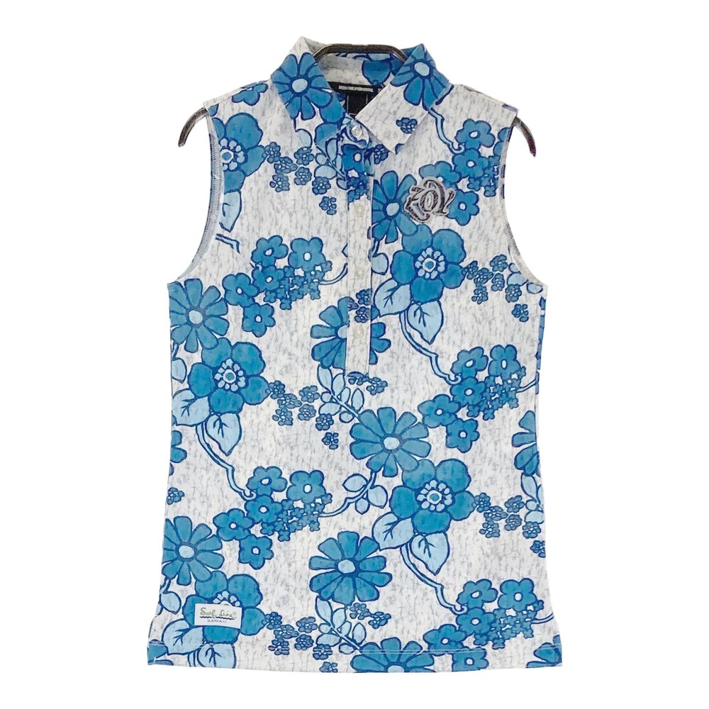 ZOY ゾーイ 071602010 ノースリーブポロシャツ 総柄 ホワイト系 36 【中古】ゴルフウェア レディース