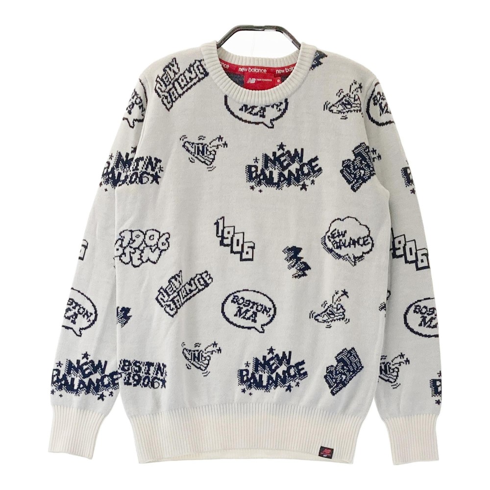 New Balance - 【美品】ニューバランスゴルフ セーター 黒×グレー ボストンテリア柄 背面ボーダー ニット レディース 0(S) ゴルフウェア New Balance New Balance Golf 【美品】ニューバランスゴルフ セーター 黒