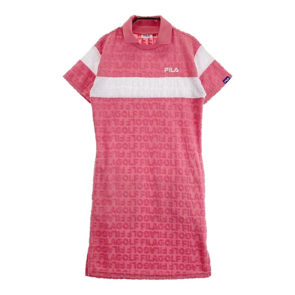 FILA GOLF フィラゴルフ 半袖ワンピース ロゴ 総柄 ピンク系 S 【中古】ゴルフウェア レディース