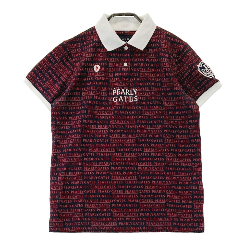 PEARLY GATES パーリーゲイツ 半袖ポロシャツ ロゴ 総柄 ネイビー系 1 【中古】ゴルフウェア レディース