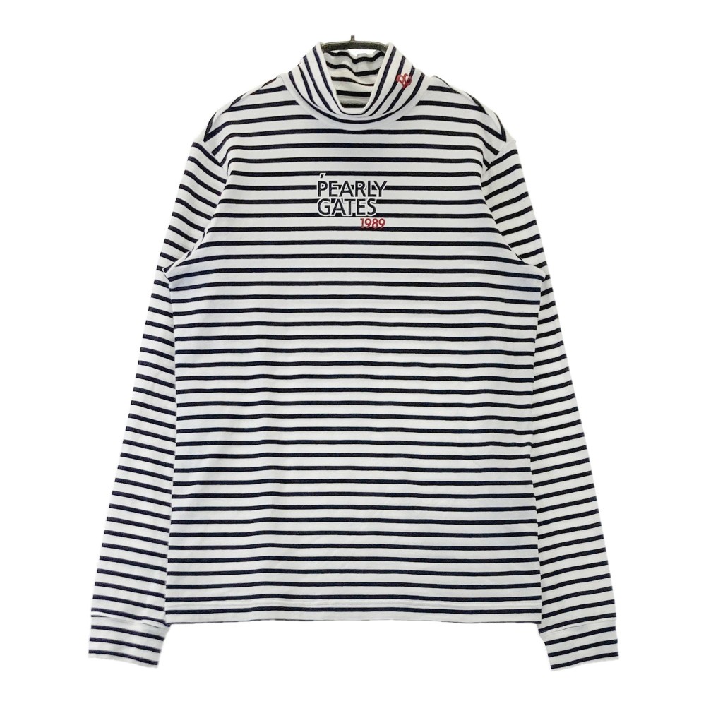 PEARLY GATES パーリーゲイツ 2024年モデル ハイネック 長袖Tシャツ ボーダー柄 ホワイト系 1 【中古】ゴルフウェア レディース