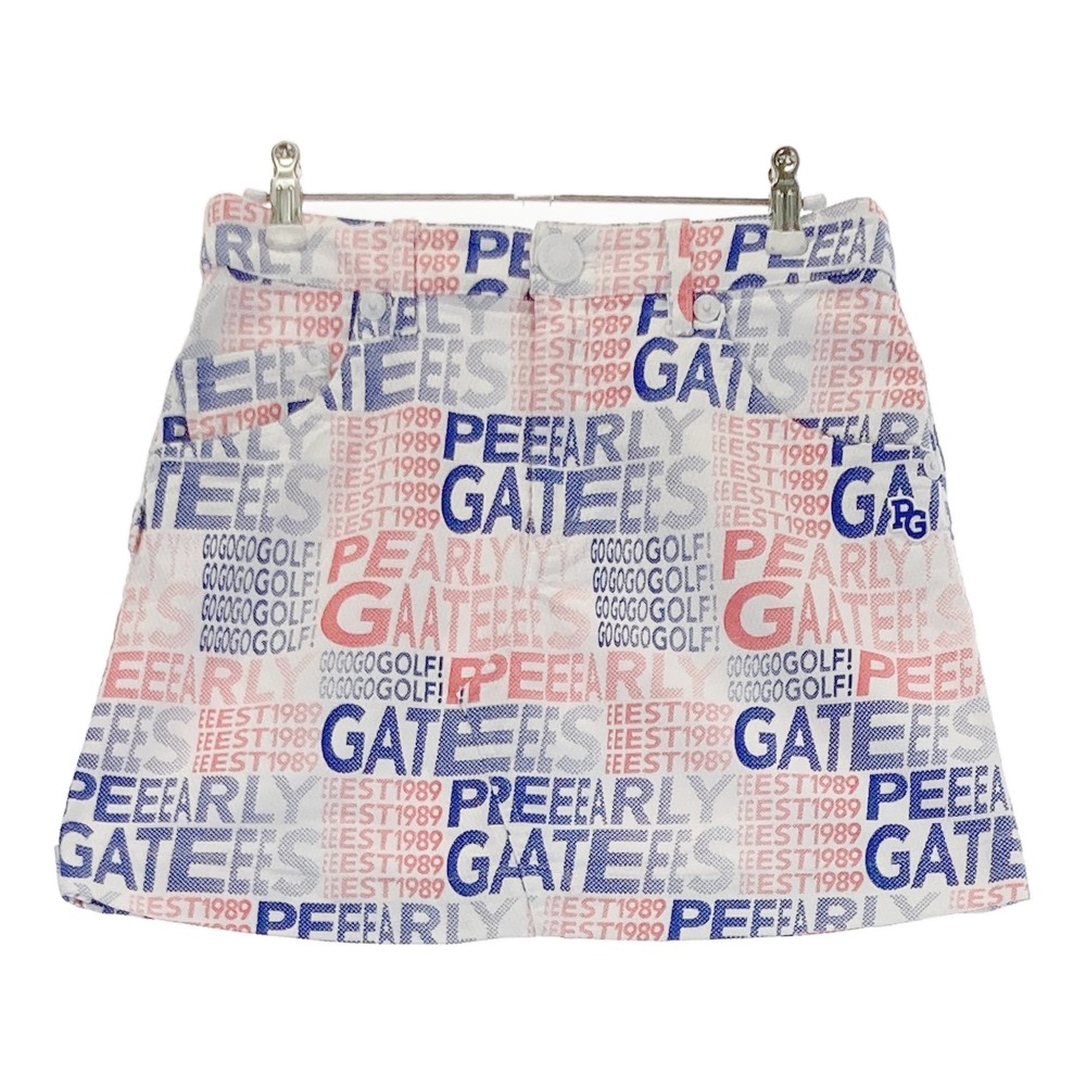 PEARLY GATES パーリーゲイツ 2024年青写真 伸ばすことスコート ロゴタイプ 総柄 白いこと系 0 【中古】ゴルフお召しもの レディース