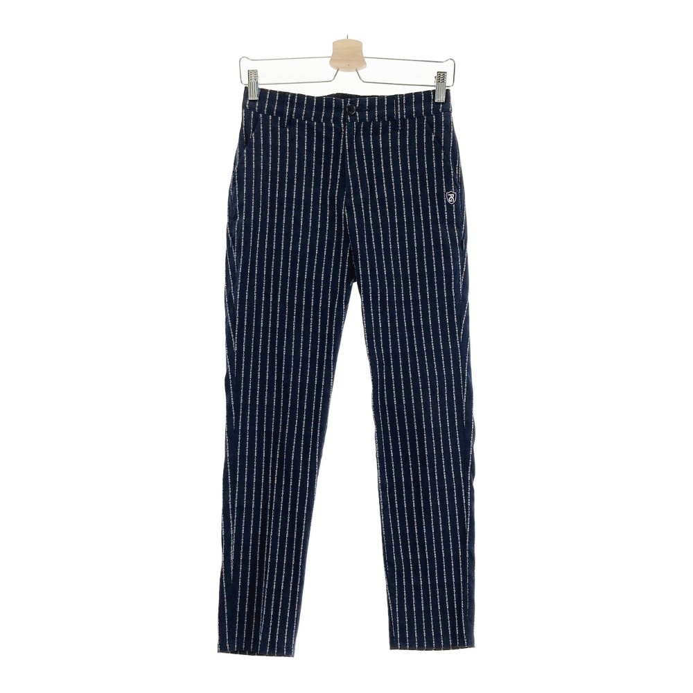 PEARLY GATES パーリーゲイツ ストレッチパンツ ロゴストライプ柄 ネイビー系 00 【中古】ゴルフウェア レディース