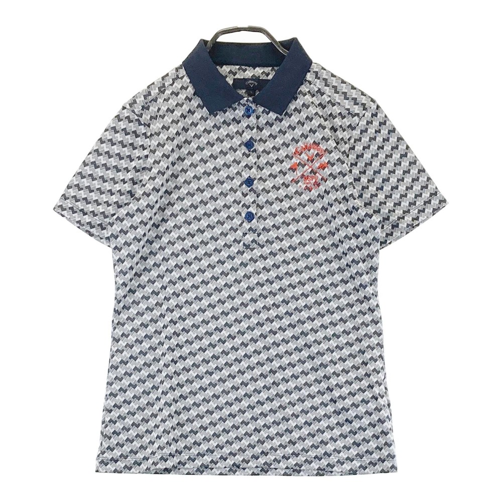 CALLAWAY キャロウェイ フロント刺繍 半袖ポロシャツ 総柄 グレー系 L 【中古】ゴルフウェア レディース 4,224円