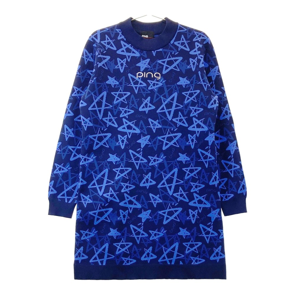 【新品】PING　長袖　ワンピース　白　L　ゴルフ　フード付き レディースゴルフウエア ハーフZIPモックネックワンピース