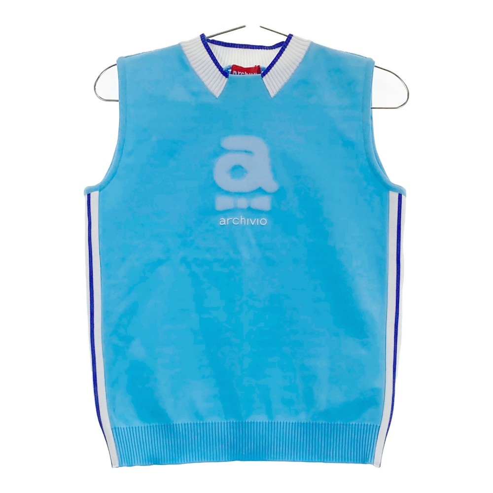 ARCHIVIO アルチビオ ハイネック ニットベスト ロゴ ブルー系 36 【中古】ゴルフウェア レディース