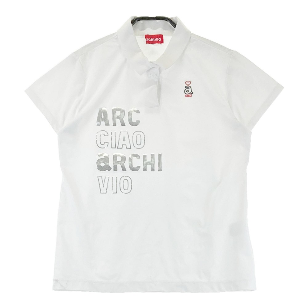 ARCHIVIO アルチビオ 半袖ポロシャツ ロゴプリント ホワイト系 38 【中古】ゴルフウェア レディース