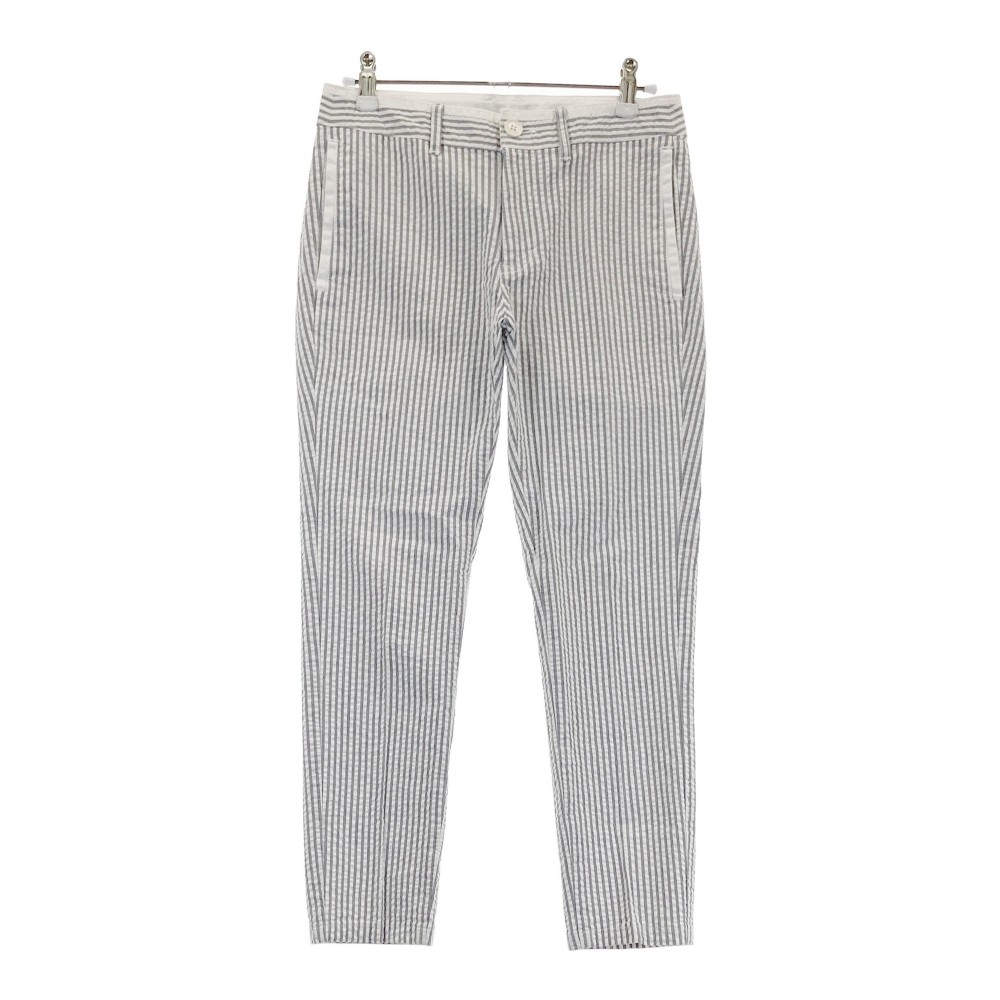 ST ANDREWS セントアンドリュース シアサッカー ストレッチパンツ ストライプ柄 ホワイト系 S 【中古】ゴルフウェア レディース