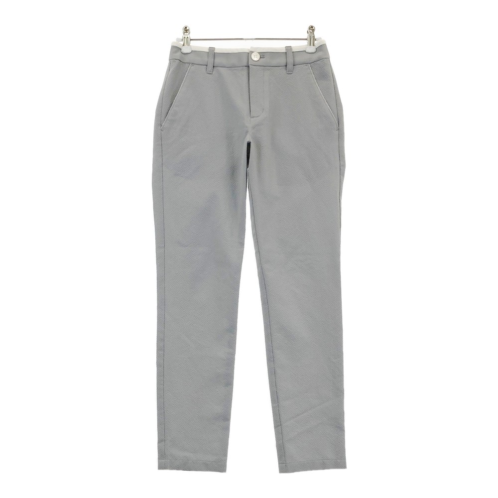 23区GOLF ニジュウサンクゴルフ パンツ シアサッカー グレー系 55 【中古】ゴルフウェア レディース