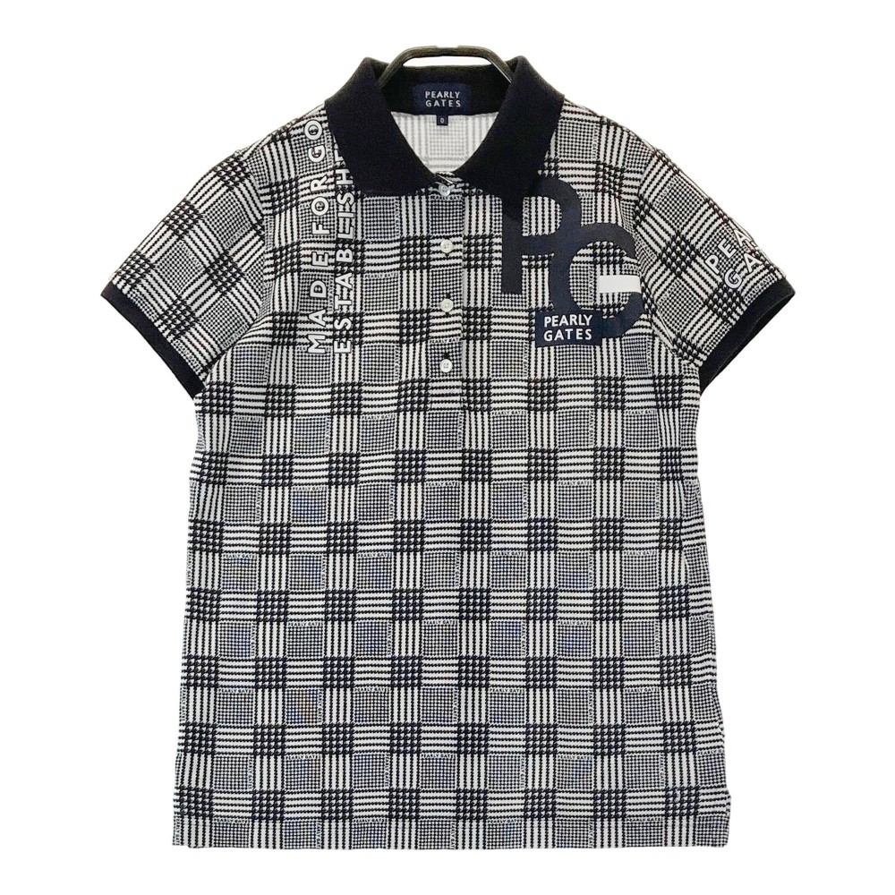 PEARLY GATES パーリーゲイツ 半袖ポロシャツ 総柄 ネイビー系 0 【中古】ゴルフウェア レディース