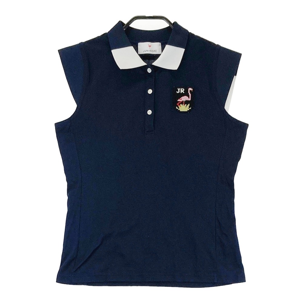 JUN&ROPE ジュン アンド ロペ 半袖ポロシャツ ネイビー系 S 【中古】ゴルフウェア レディース