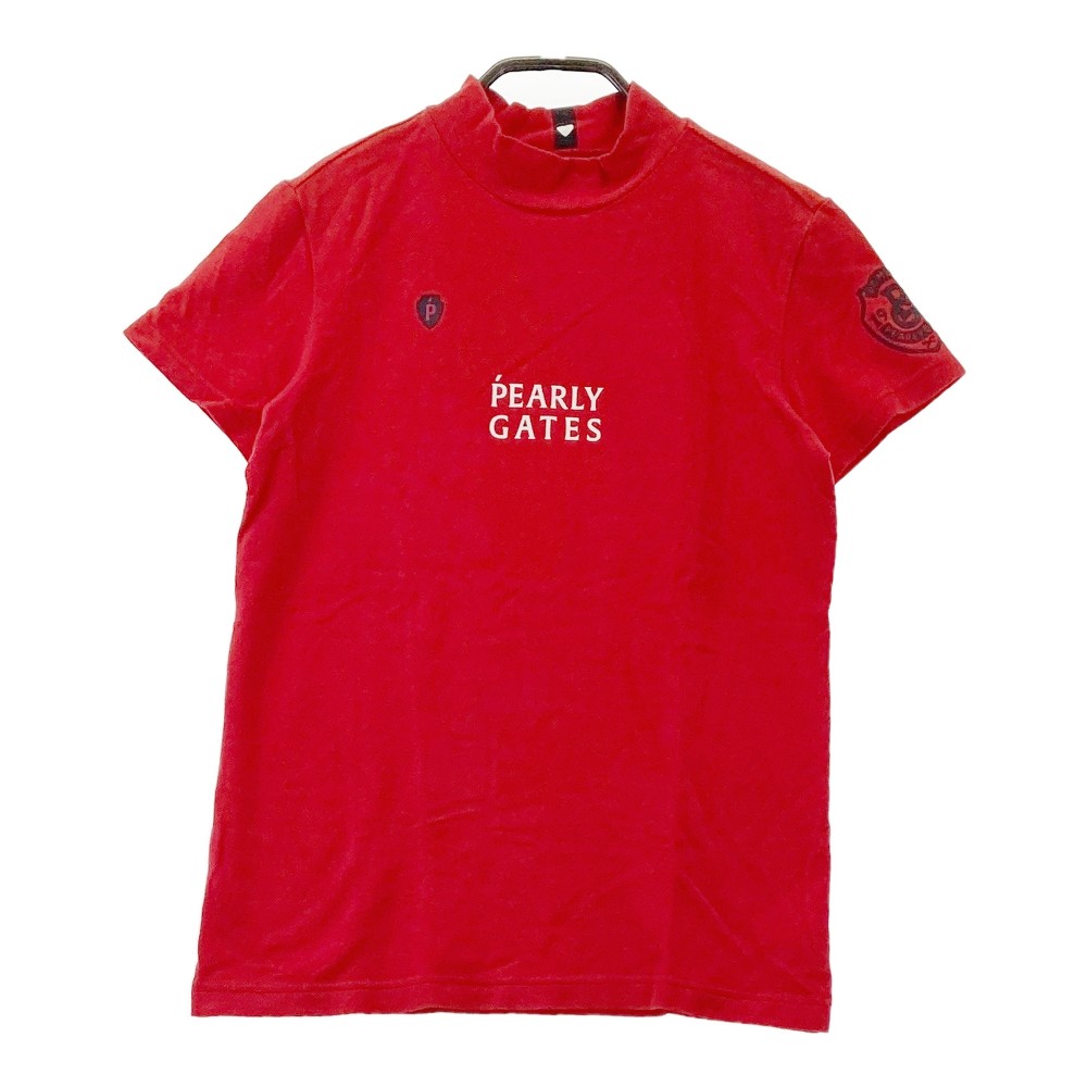 PEARLY GATES パーリーゲイツ モックネック 半袖Tシャツ レッド系 0 【中古】ゴルフウェア レディース