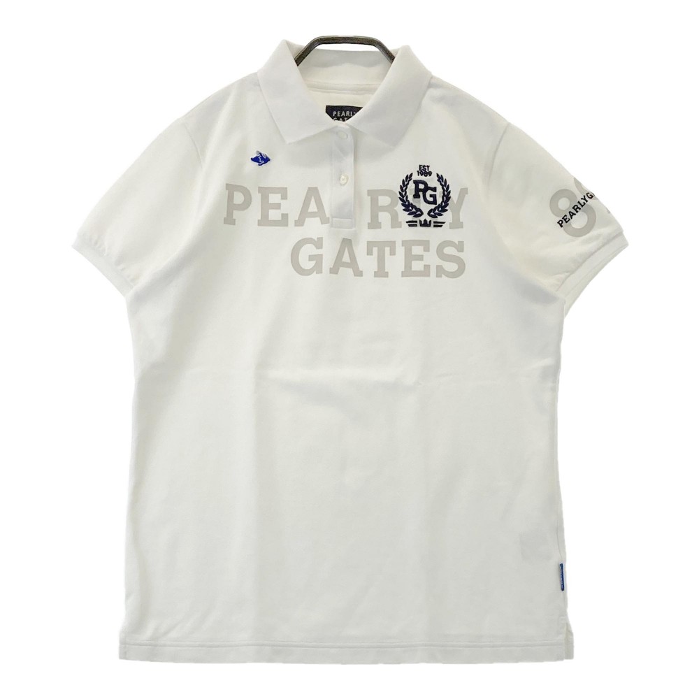 PEARLY GATES パーリーゲイツ 半袖ポロシャツ フロッキー ホワイト系 2 【中古】ゴルフウェア レディース