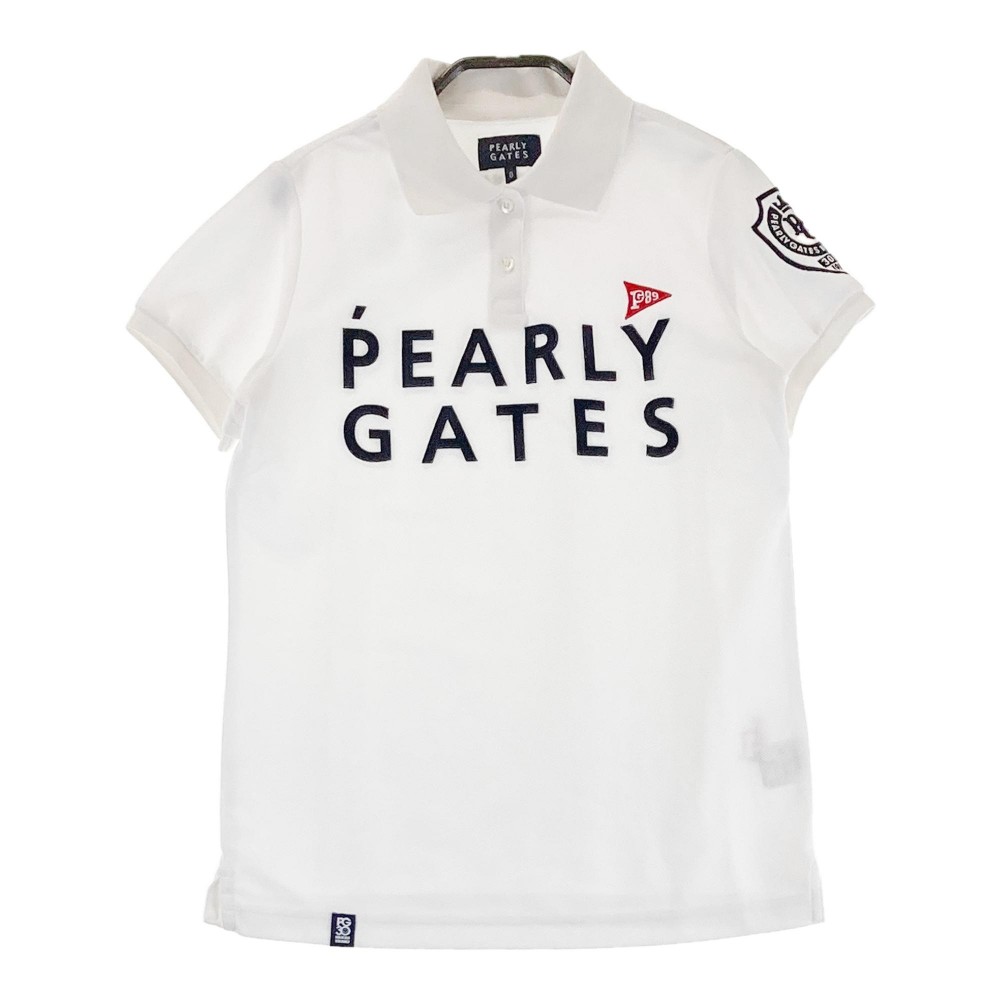 PEARLY GATES パーリーゲイツ 半袖ポロシャツ ホワイト系 0 【中古】ゴルフウェア レディース