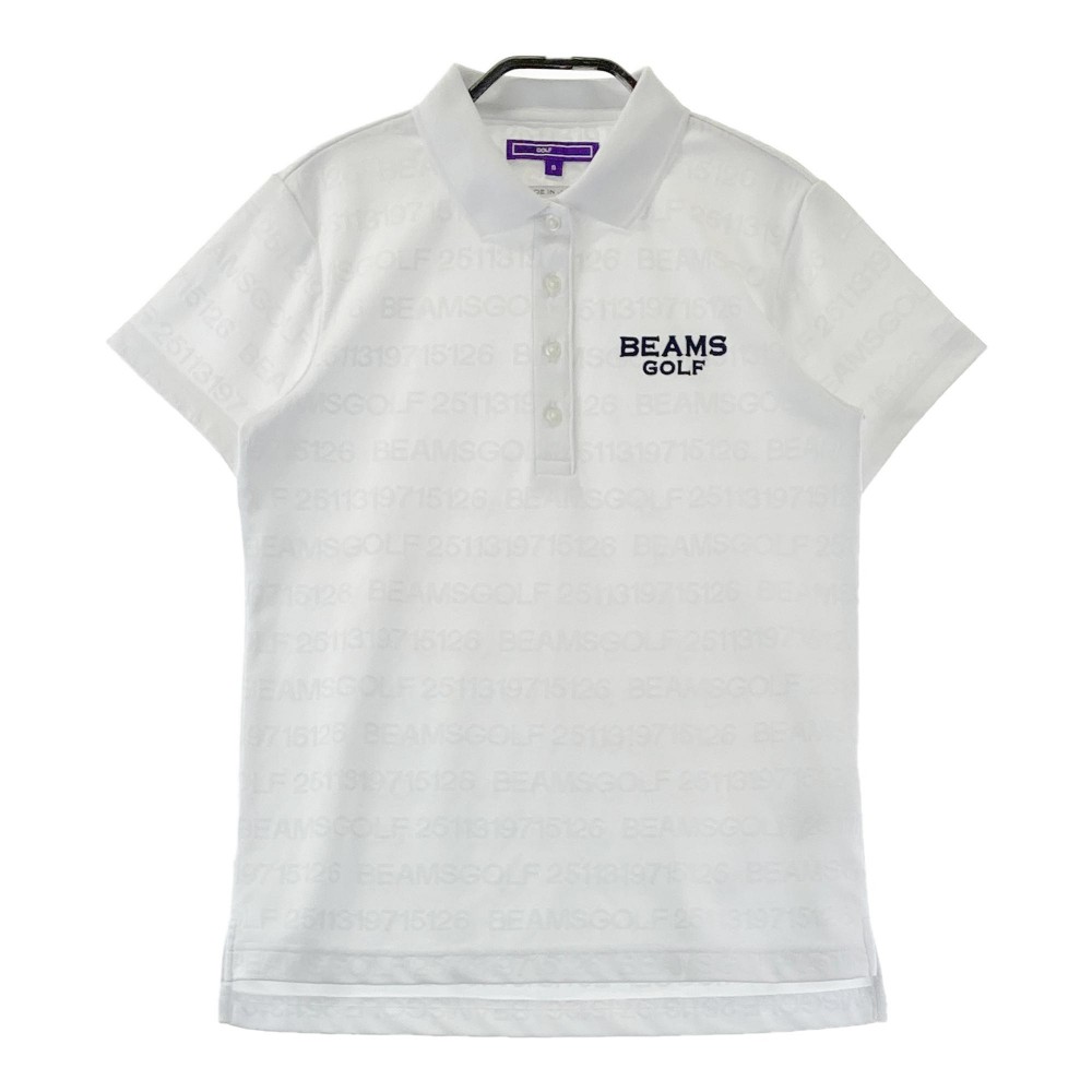 BEAMS GOLF ビームスゴルフ 半袖ポロシャツ 総柄 ホワイト系 S 【中古】ゴルフウェア レディース