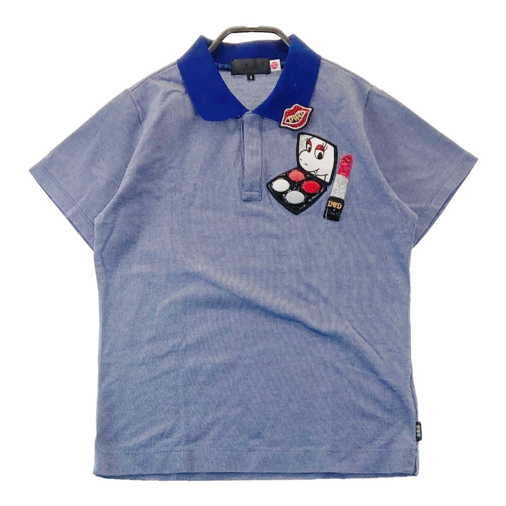 DANCE WITH DRAGON ダンスウィズドラゴン 半袖ポロシャツ ブルー系 2 【中古】ゴルフウェア レディース