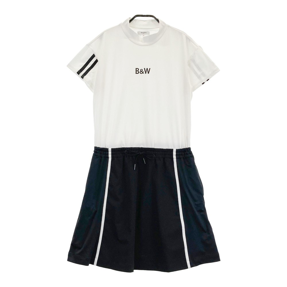 BLACK&WHITE ブラックアンドホワイト ハイネック 半袖ワンピース ホワイト系 M 【中古】ゴルフウェア レディース